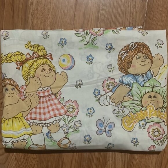 Vintage 1983 Cabbage Patch Kids Twin Flat Sheet Muslin - Picture 1 of 6